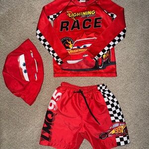 Lightning McQueen Kids Swim Trunks Set - Red